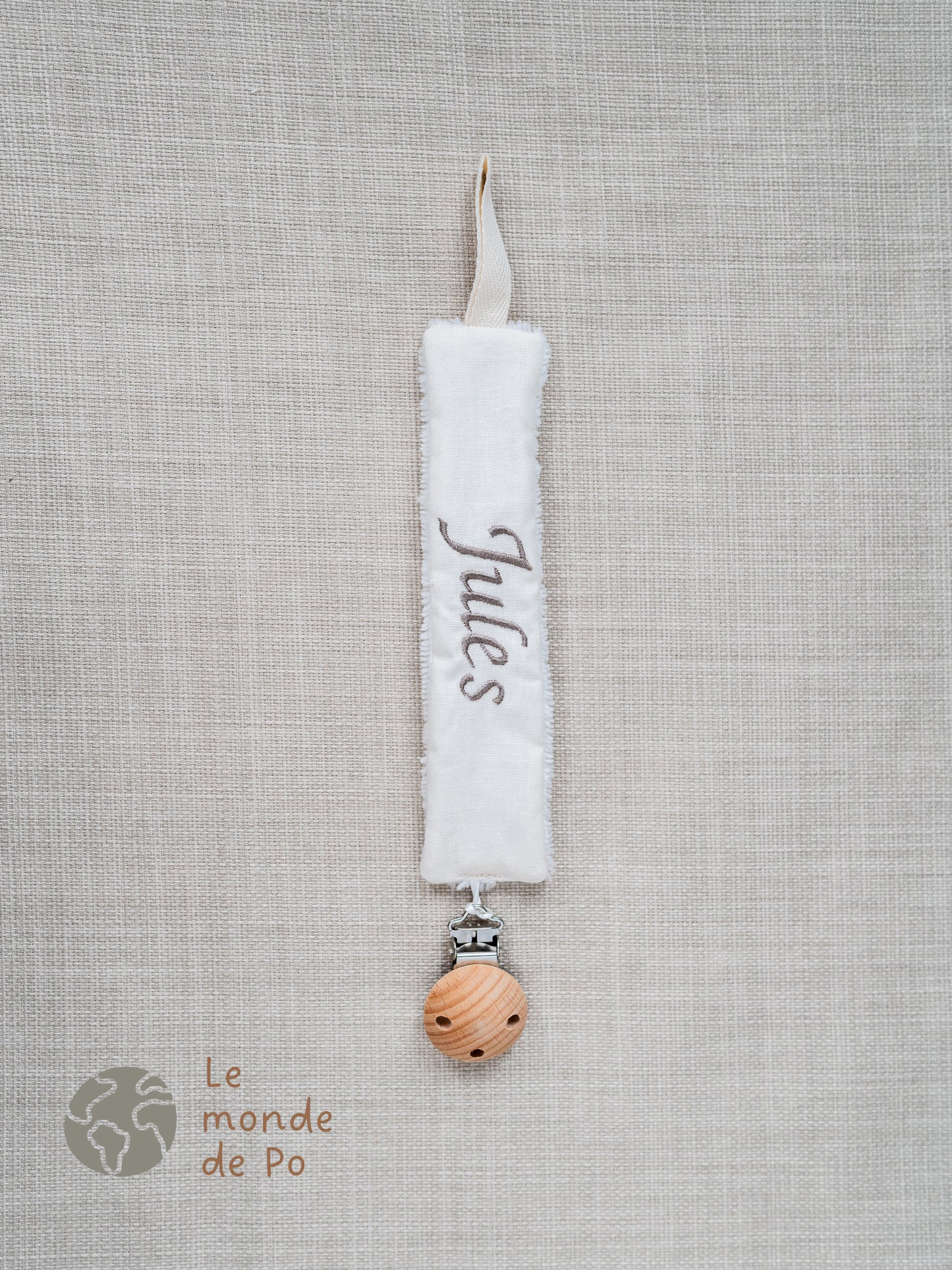 Attache tétine écru personnalisé