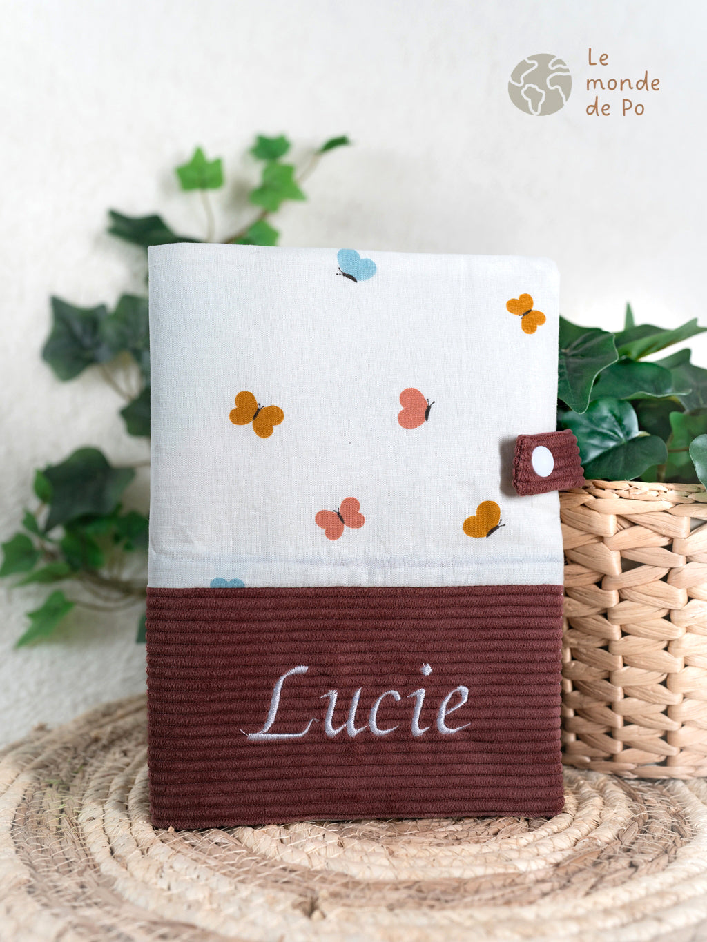 Housse carnet de santé papillons