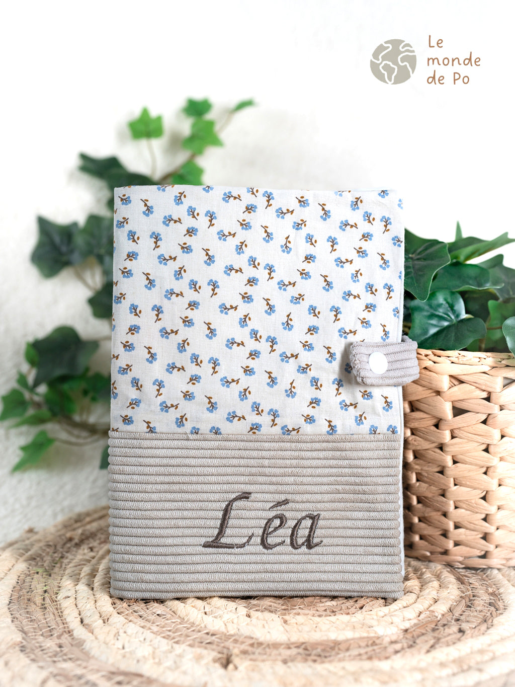 Housse fleurs bleues