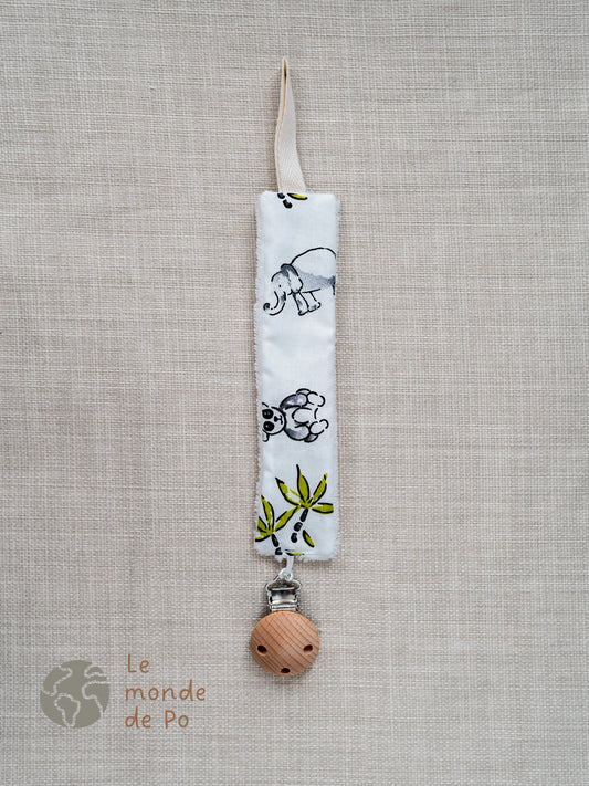 Attache tétine pandas et bambou