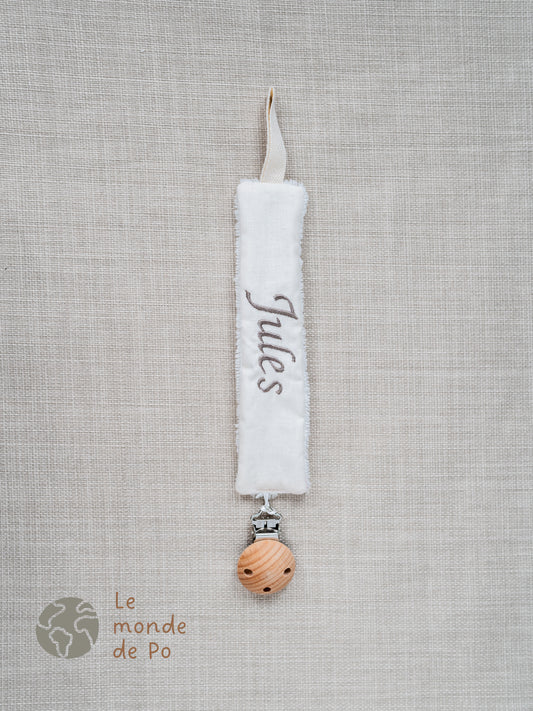 Attache tétine écru personnalisé