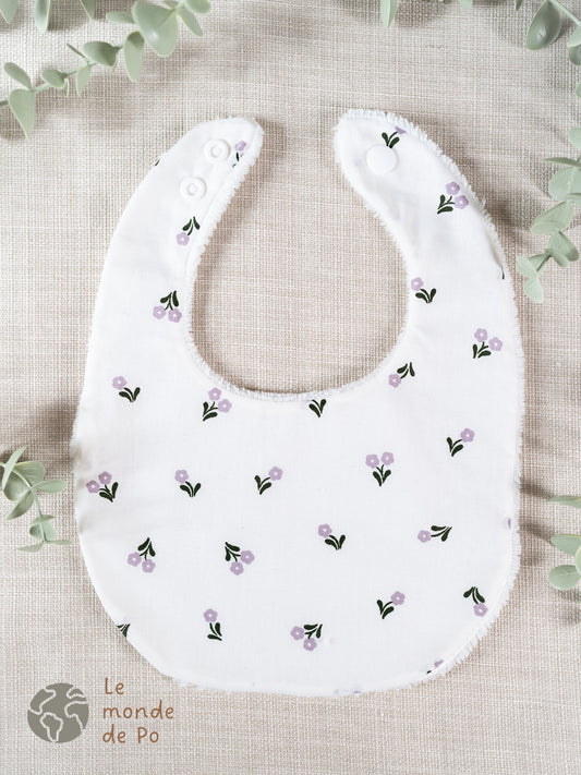 Bavoir fleurs mauves