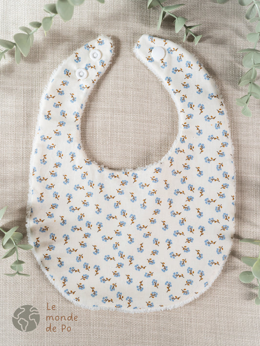 Bavoir fleurs bleues