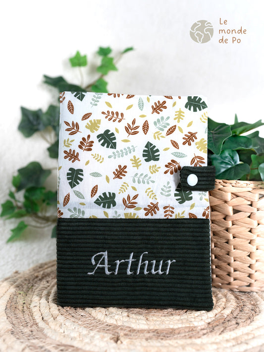 Housse carnet de santé feuilles