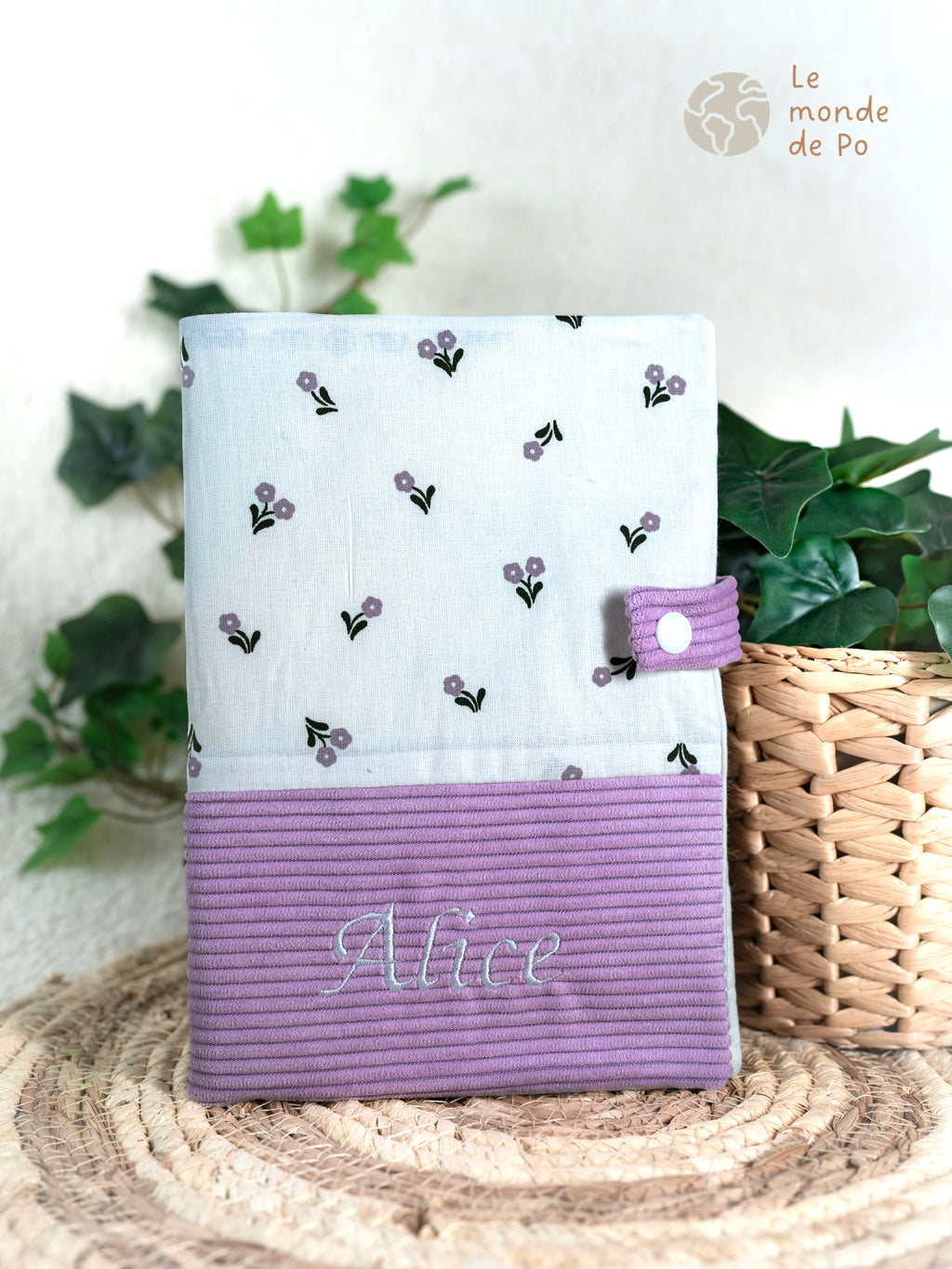 Housse fleurs mauves