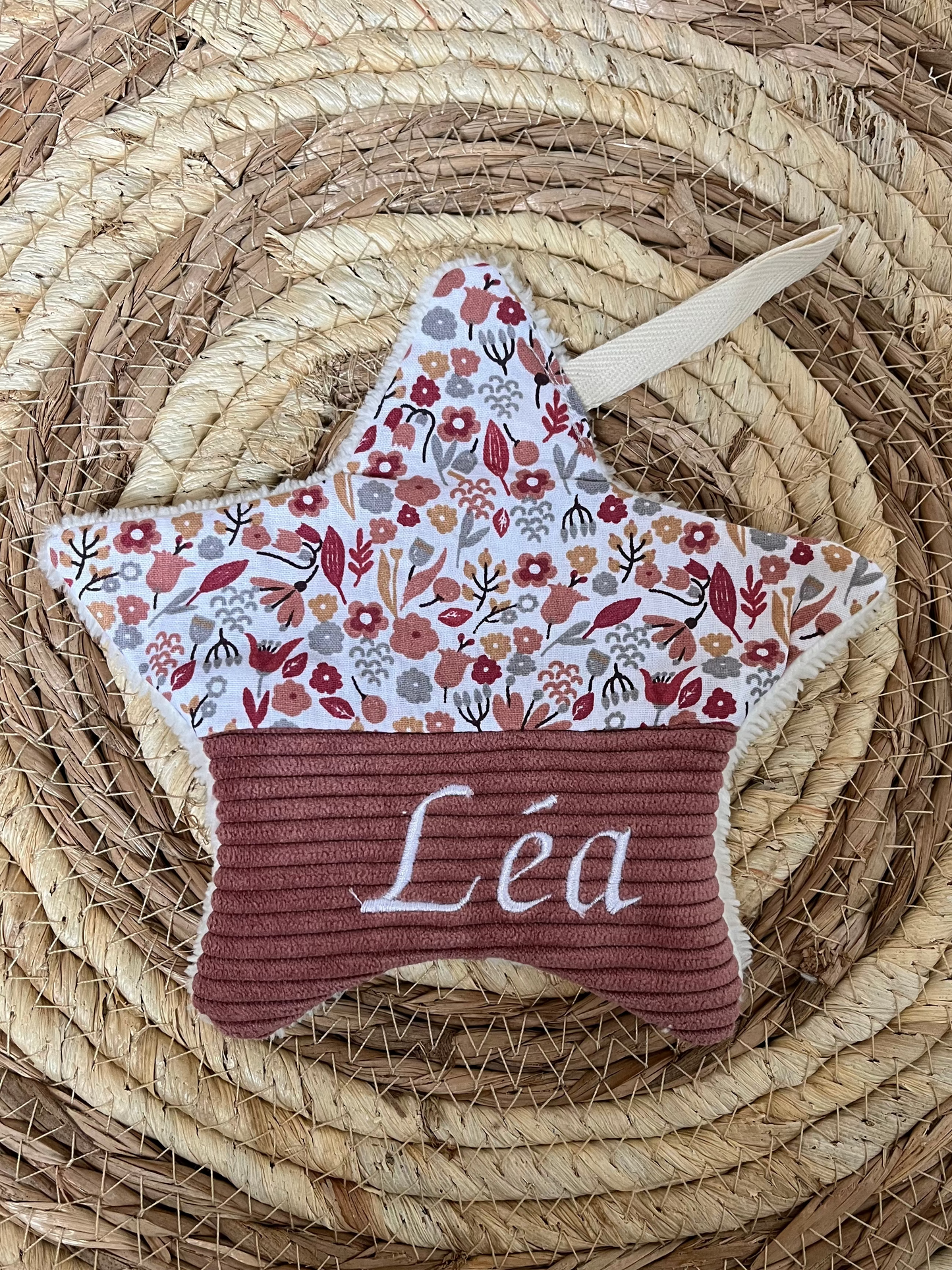 Doudou étoile tétine fleurs roses