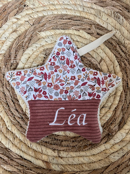 Doudou étoile tétine fleurs roses