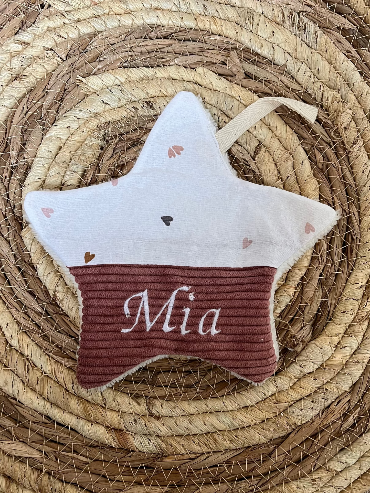 Doudou étoile tétine coeurs multicolores