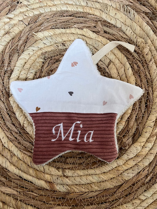 Doudou étoile tétine coeurs multicolores