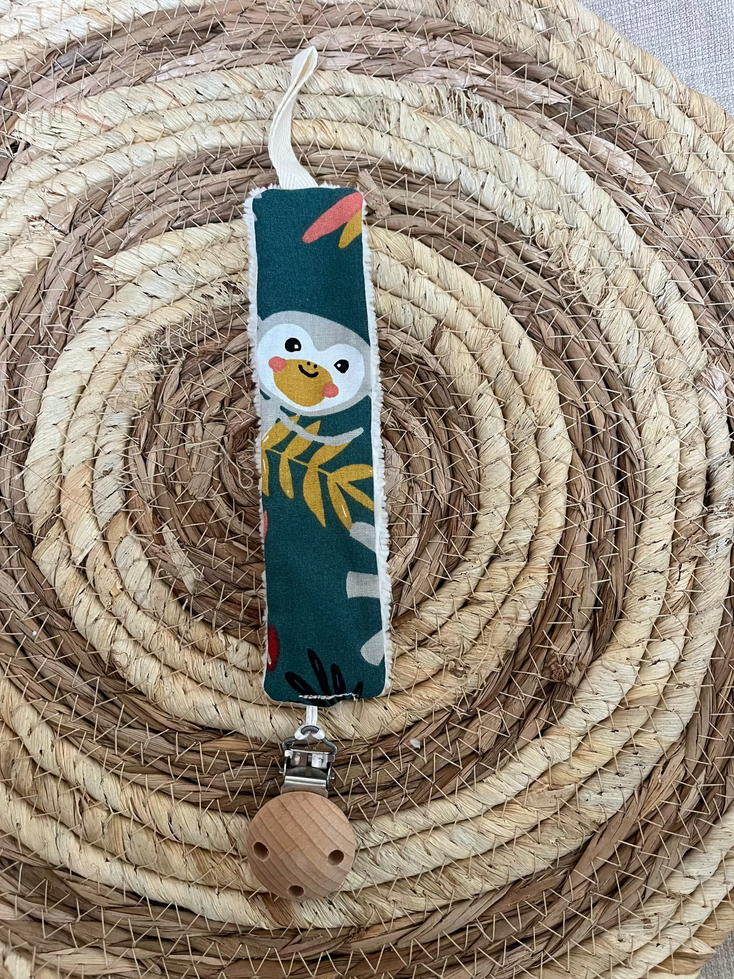 Attache tétine vert animaux de la jungle